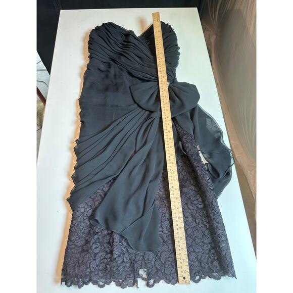 Vintage Lillie Rubin Womens 10 Cocktail Dress Black Strapless Bow Lace Party - Picture 10 of 13